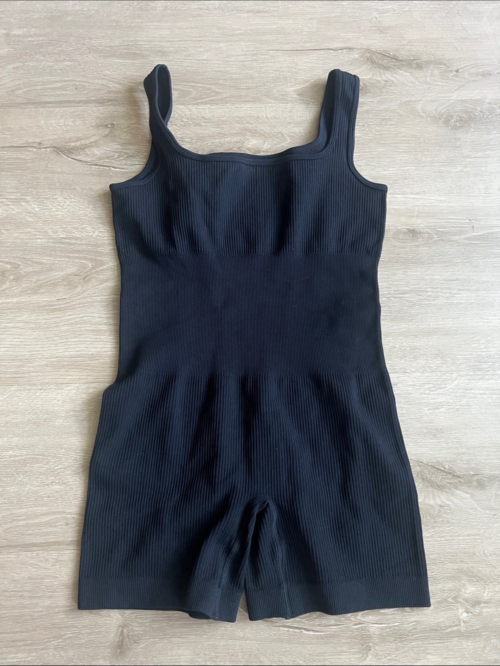 Women’s Black Ribbed Tank Short Romper